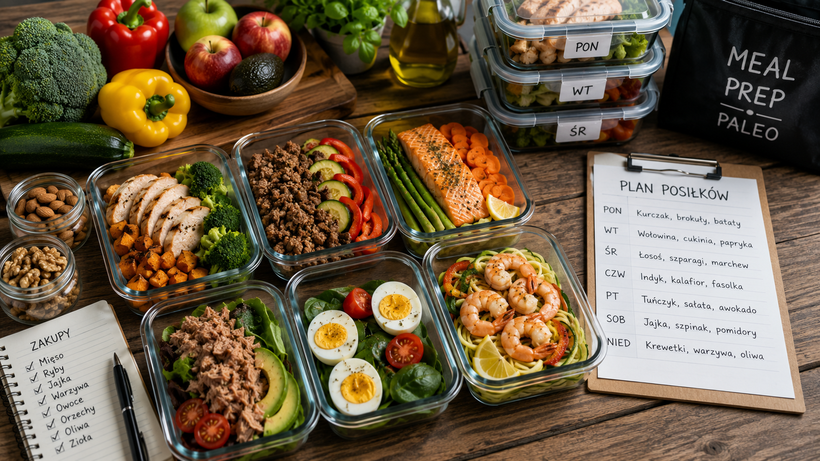 Meal prep na diecie paleo – przygotowane zdrowe posiłki na cały tydzień